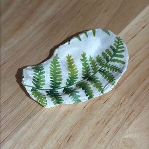 Handmade Half Oyster Shell Leaf Print Decoupage 3” Trinket Ring Dish
